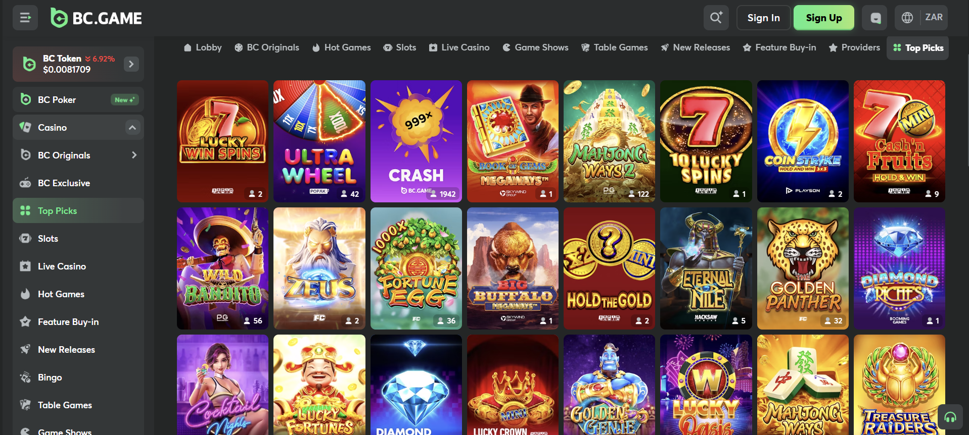 BC.Game Top Picks Page BC.Game Top Picks Page