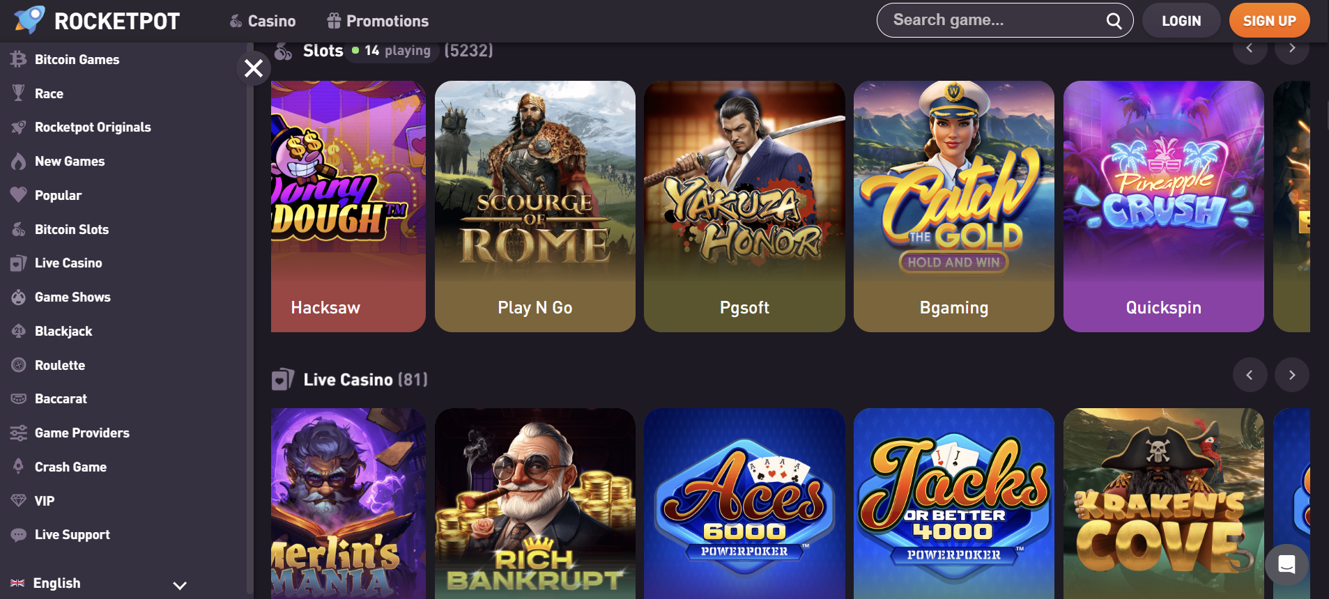 Rocketpot Casino Games Page Rocketpot Casino Games Page