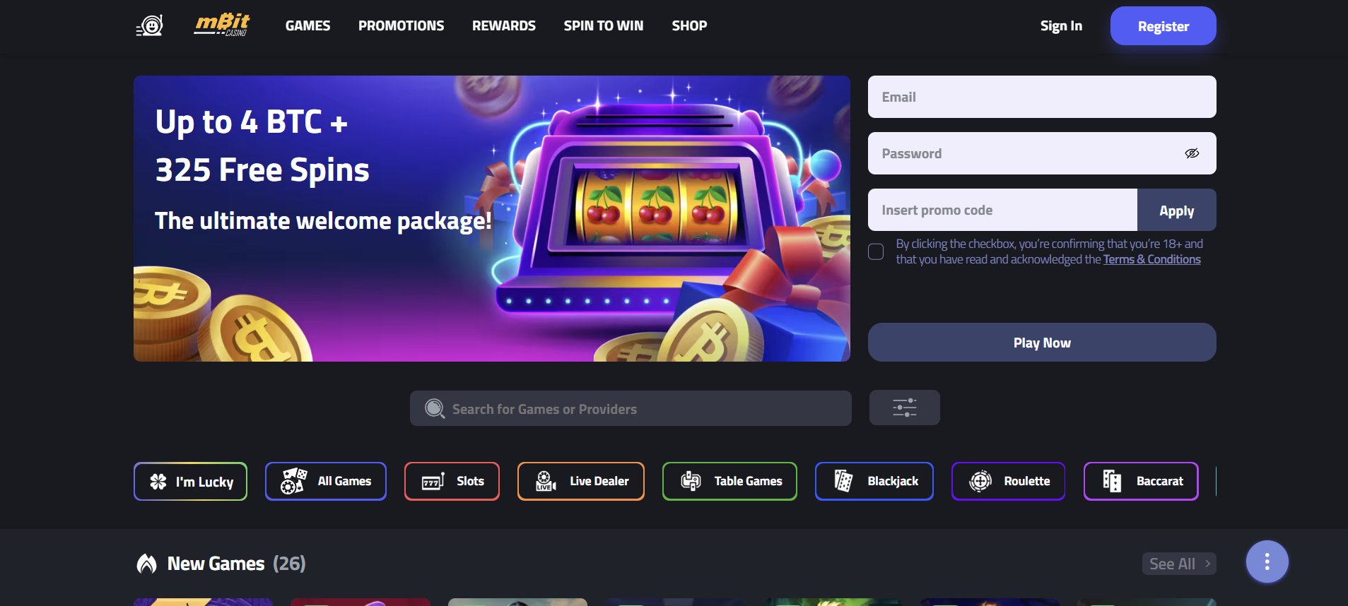 mBit Casino Homepage mBit Casino Homepage