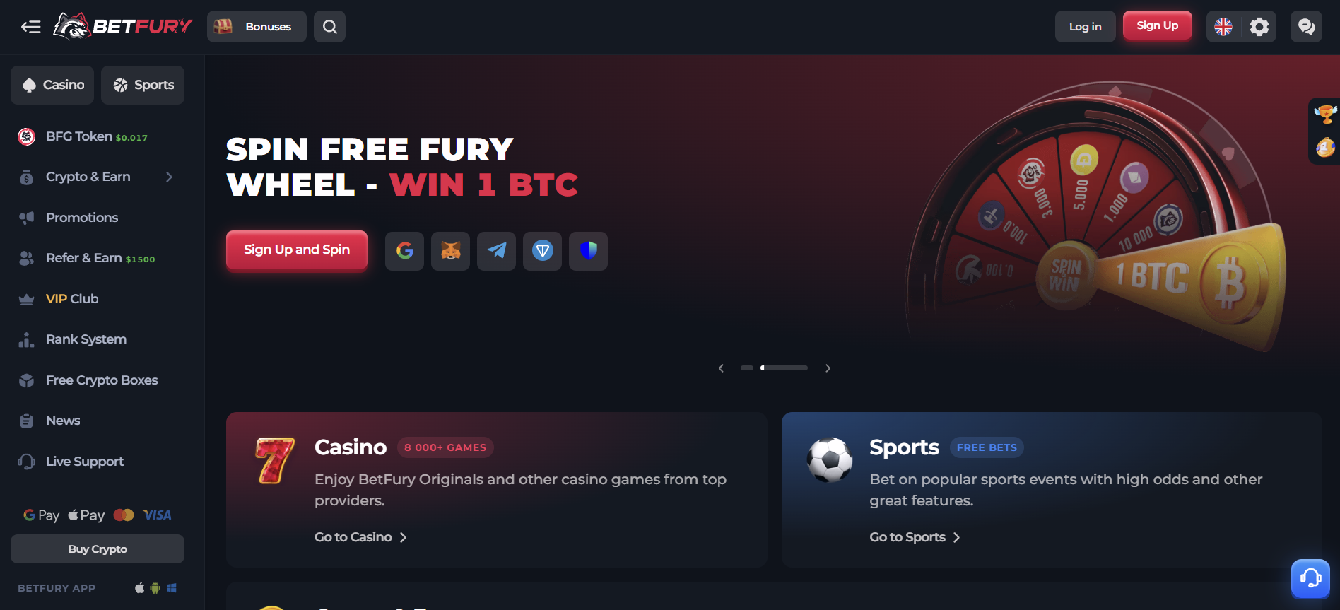 BetFury Homepage BetFury Homepage