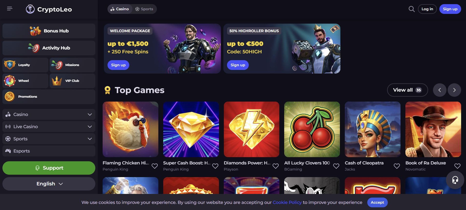 CryptoLeo Casino Homepage CryptoLeo Casino Homepage