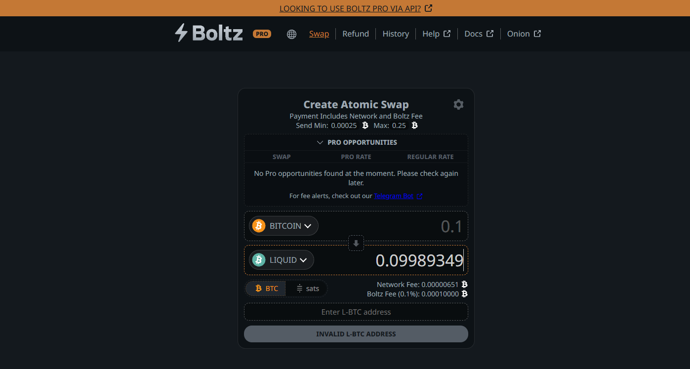 Boltz Exchange Homepage Boltz Exchange Homepage