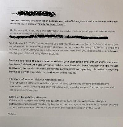 Celsius Last Email