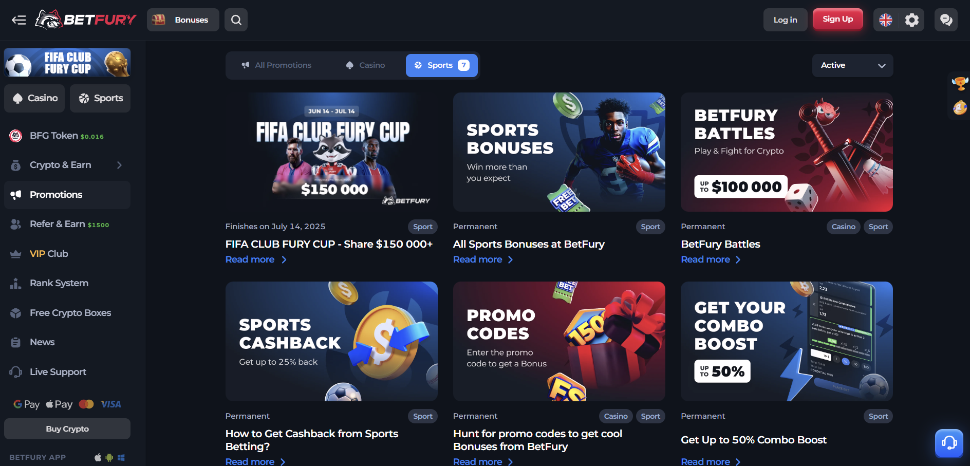 BetFury Promotions Page (Cashback) BetFury Promotions Page (Cashback)