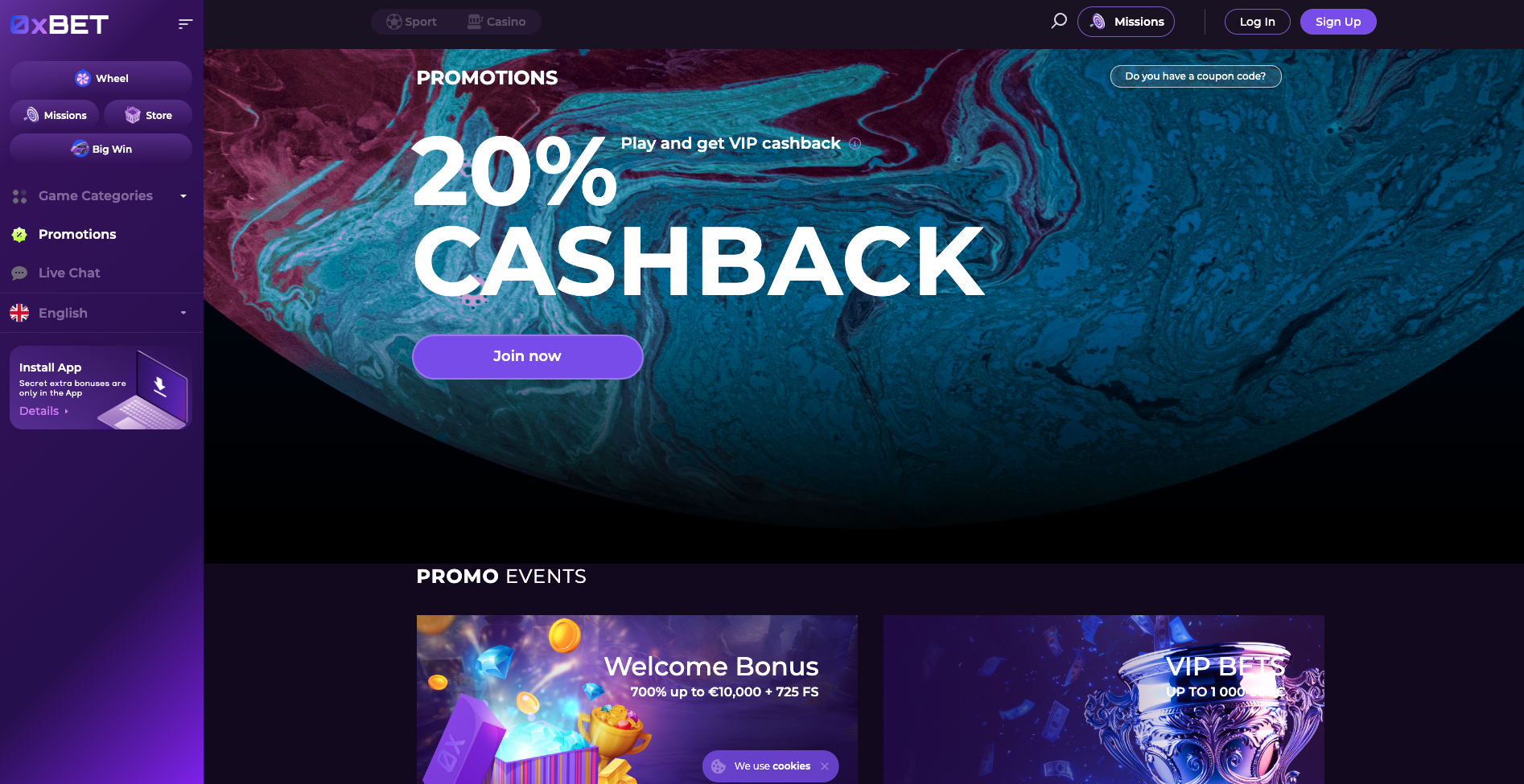0x.bet Cashback page 0x.bet Cashback page