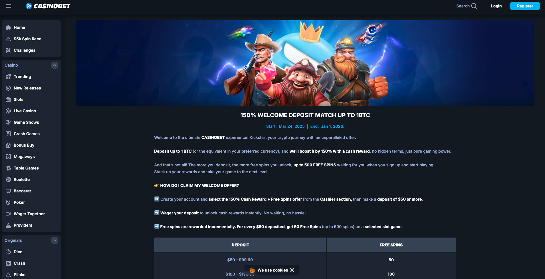 CasinoBet Welcome Bonus Page