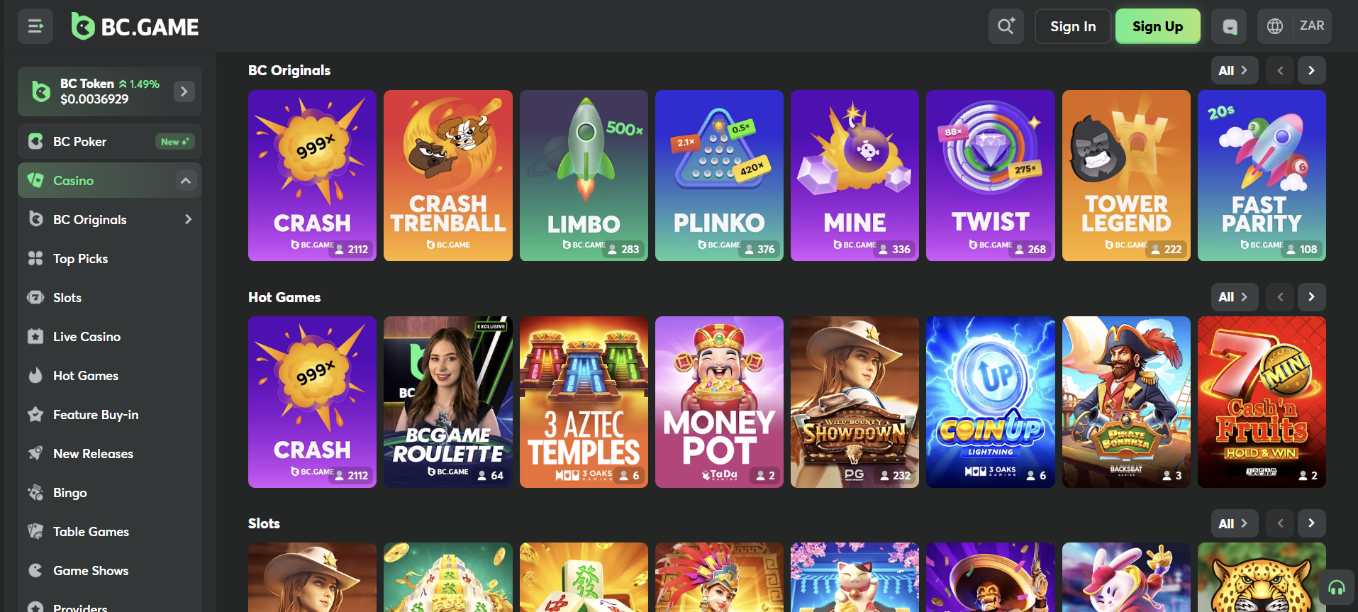 BC.Game Casino Page
