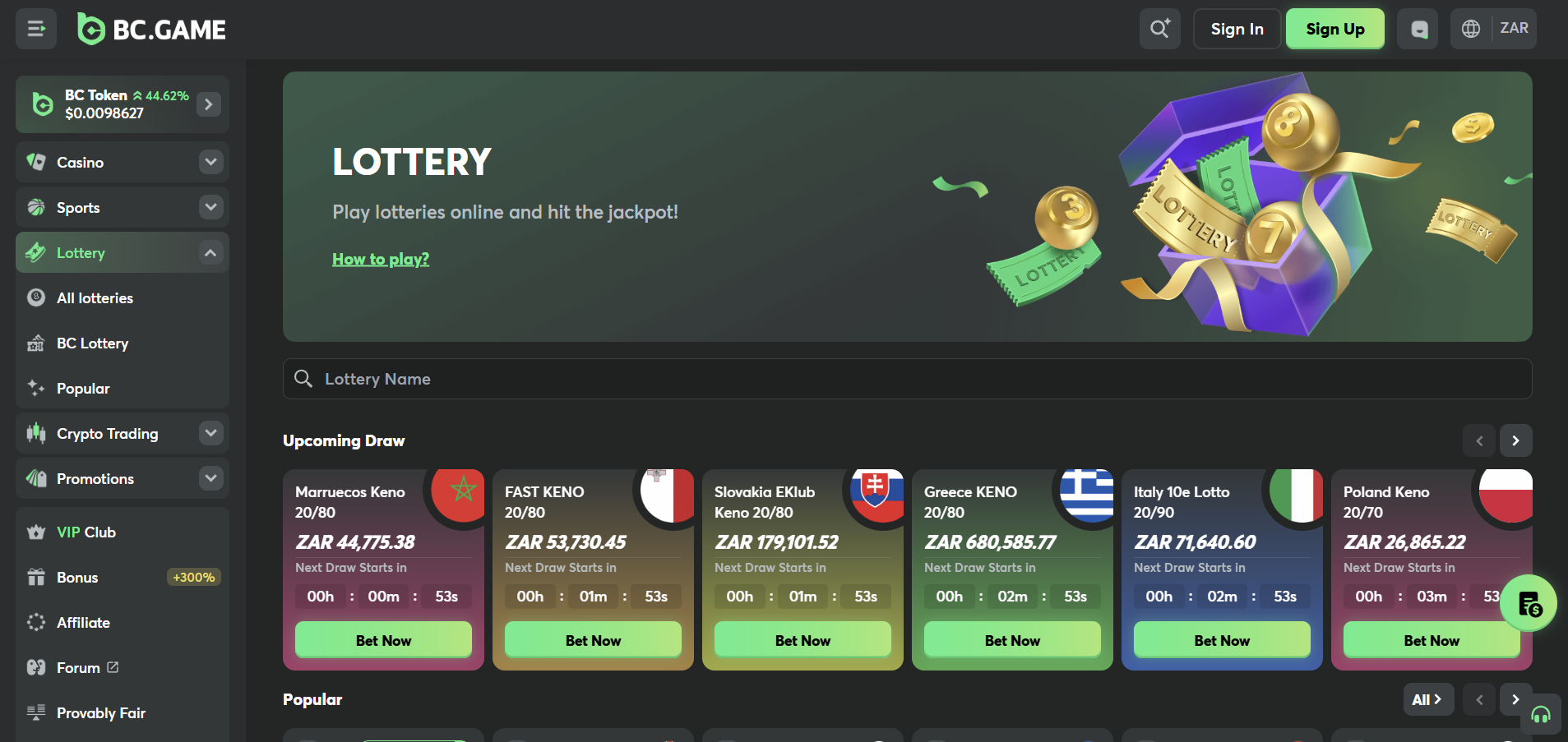BC.Game Lottery Page BC.Game Lottery Page