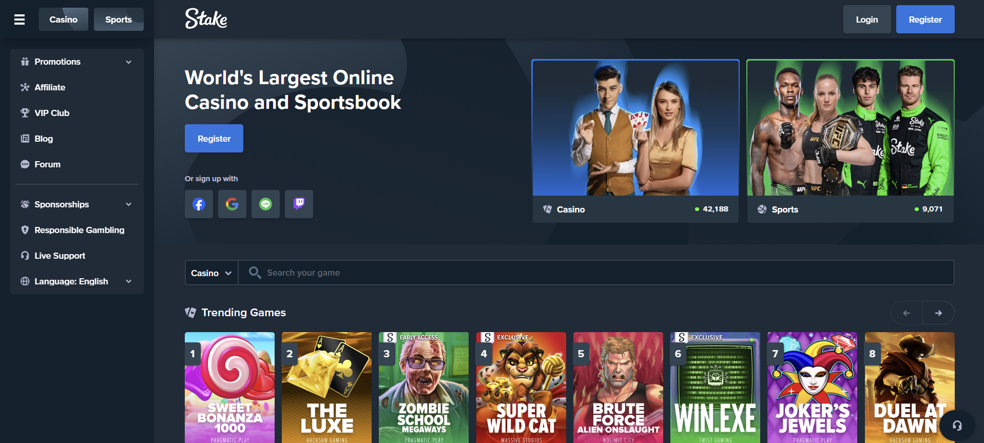 Stake Homepage
