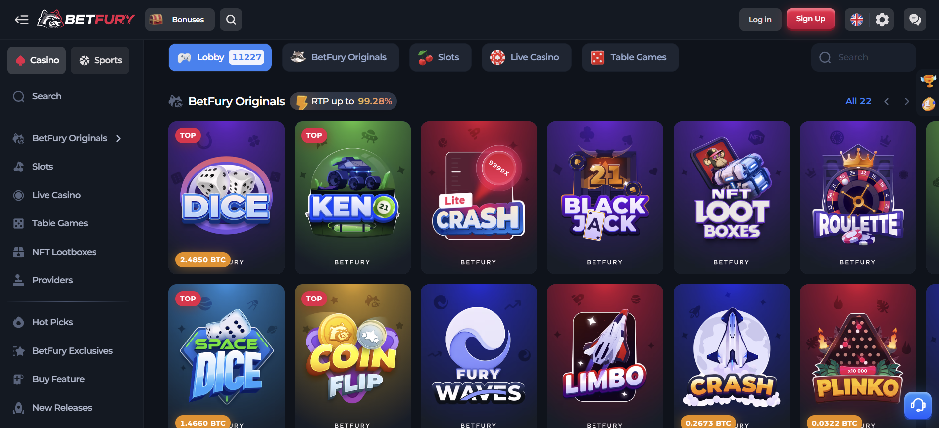 Betfury Homepage