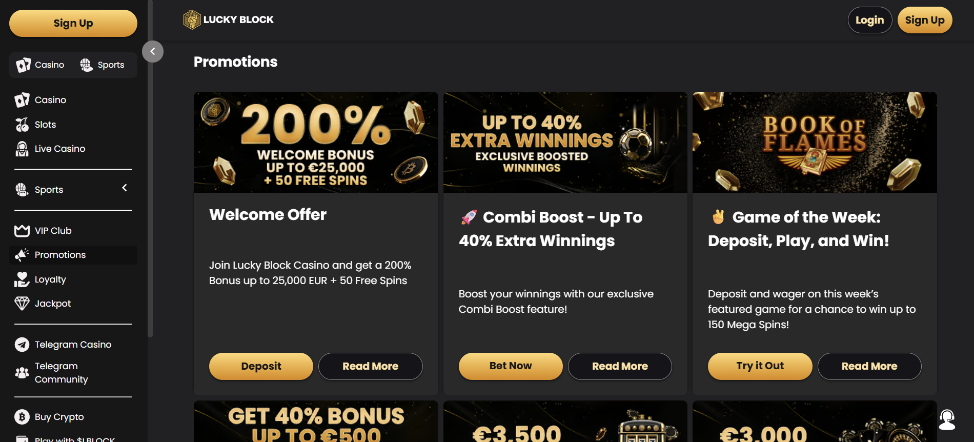 Lucky Block Promotions Page Lucky Block Promotions Page