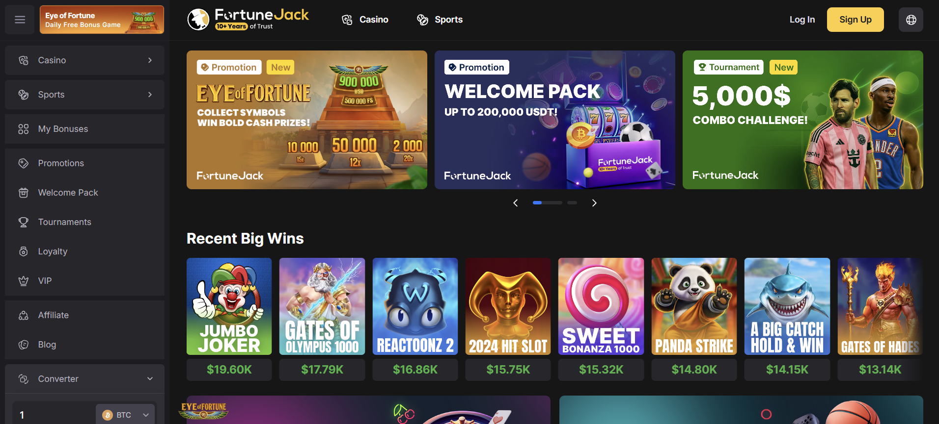 FortuneJack Homepage FortuneJack Homepage